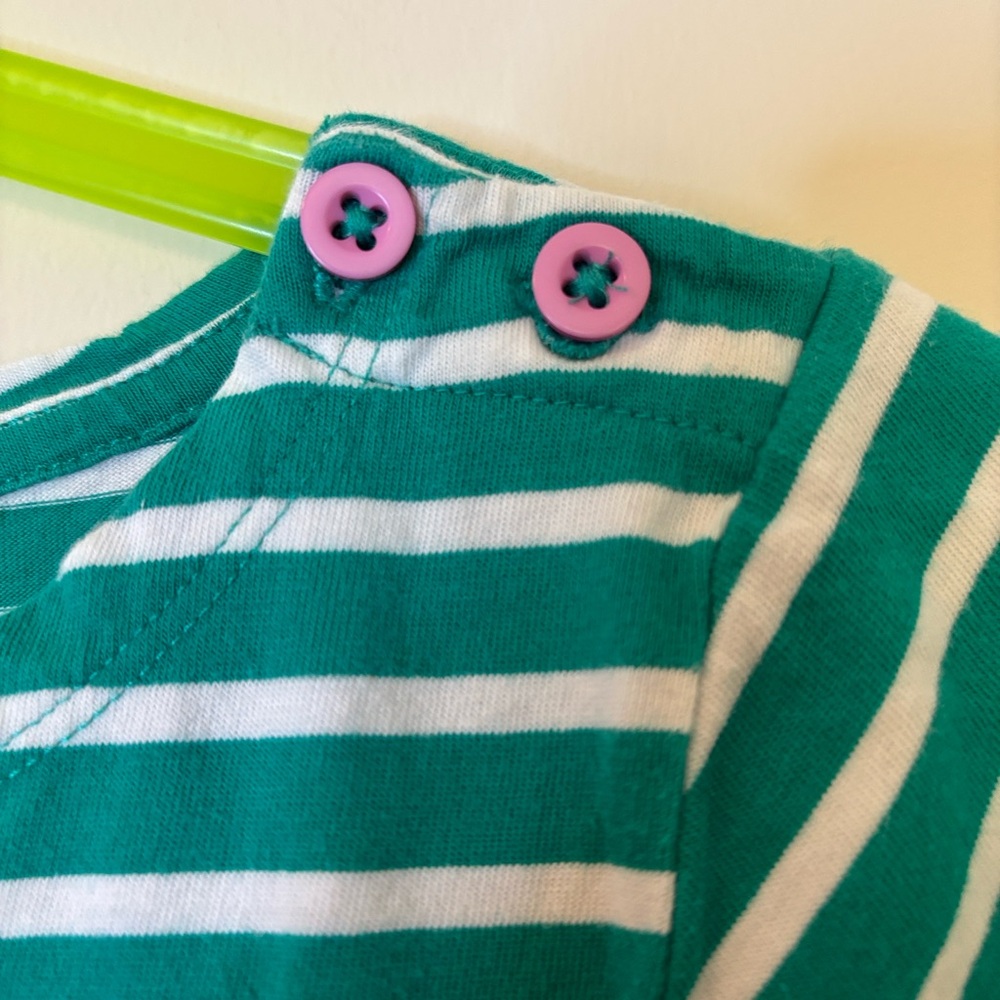 Mini Boden Girls Floral Dress 7-8 Green Stripe Garden Print Cottagecore Spring - Picture 8 of 13